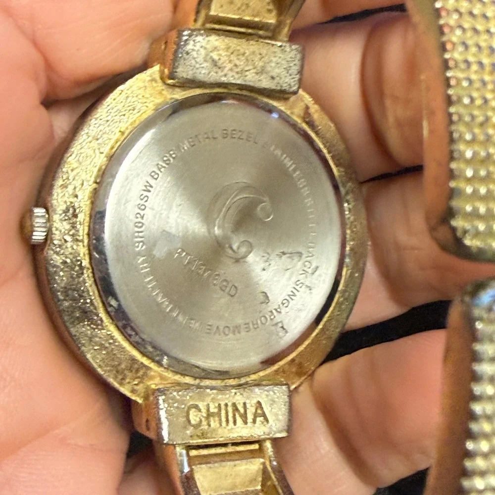 Charming Charlie CC Metal Mesh Band Gold Tone Women's Watch‎ WORKS